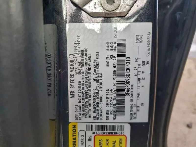 2013 FORD FUSION TITANIUM  