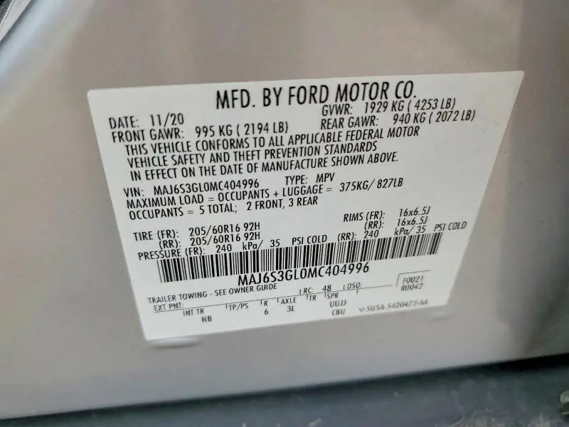 2021 FORD ECOSPORT SE  