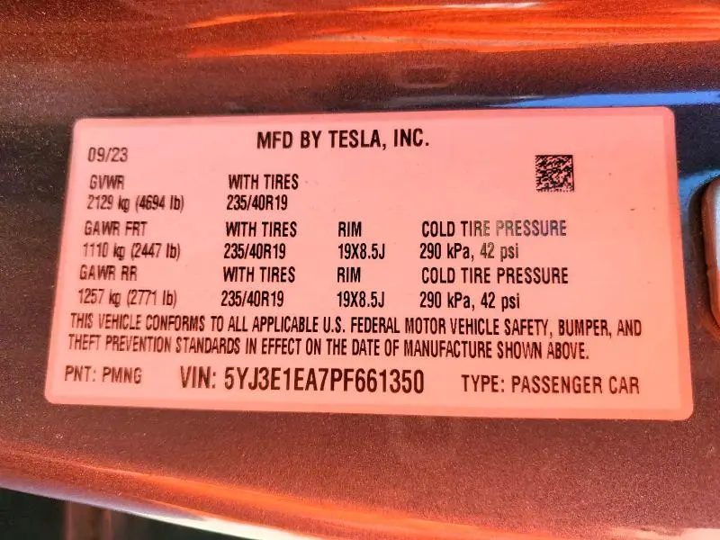 2023 TESLA MODEL 3   