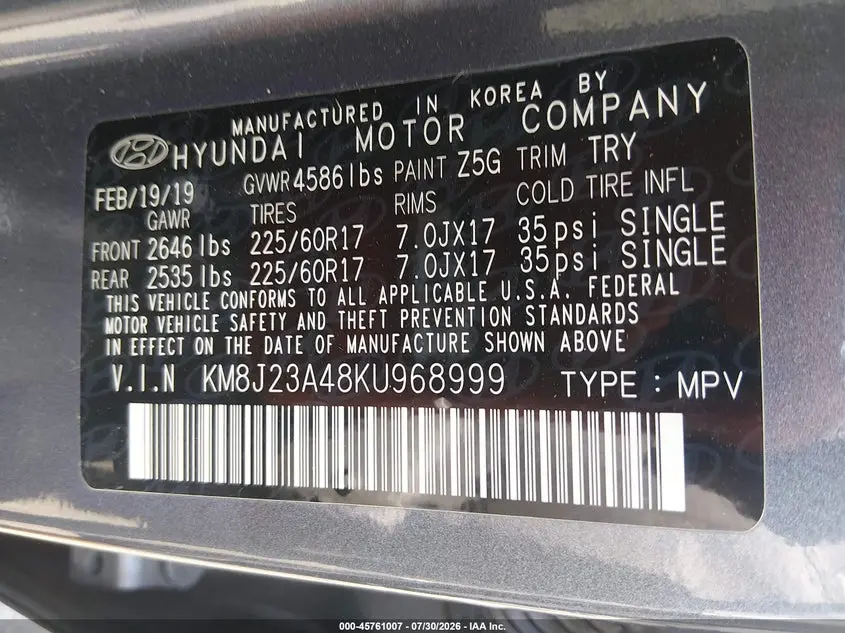 2019 HYUNDAI TUCSON SE