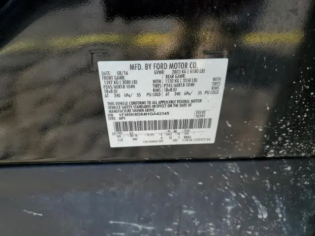 2017 FORD EXPLORER XLT  