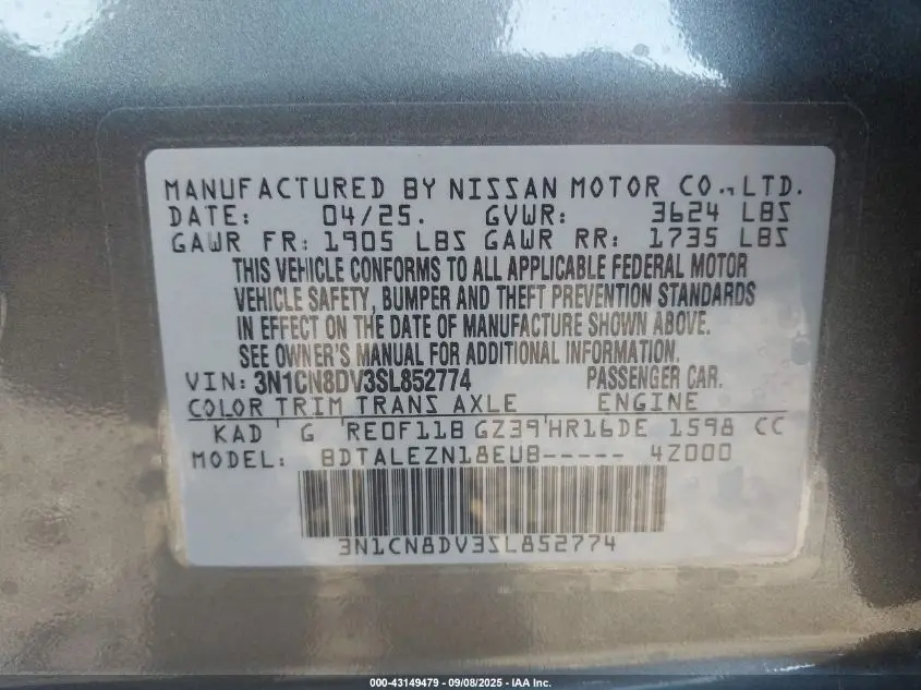 2025 NISSAN VERSA 1.6 S