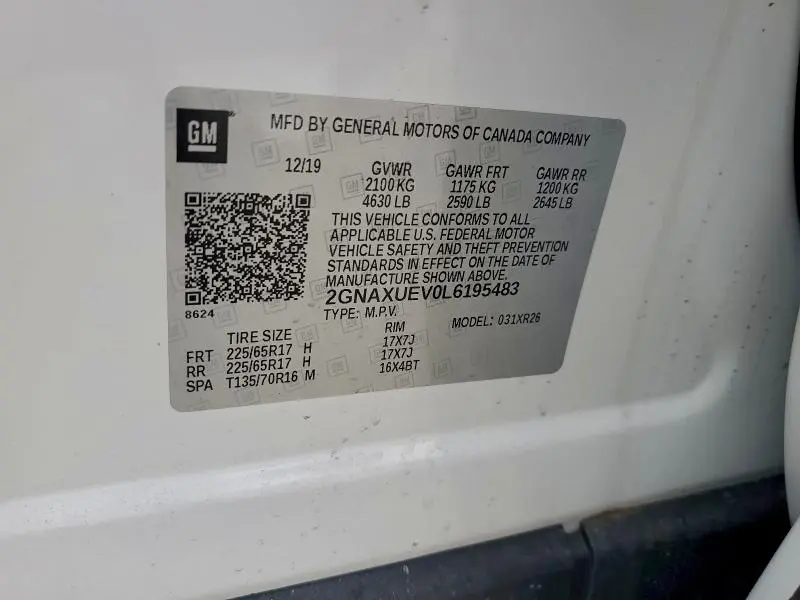 2020 CHEVROLET EQUINOX LT  