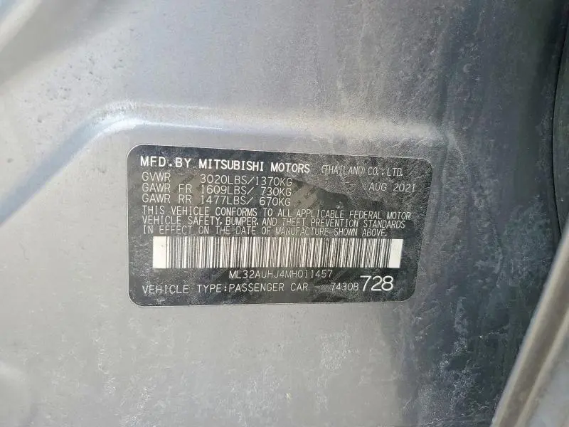 2021 MITSUBISHI MIRAGE ES  