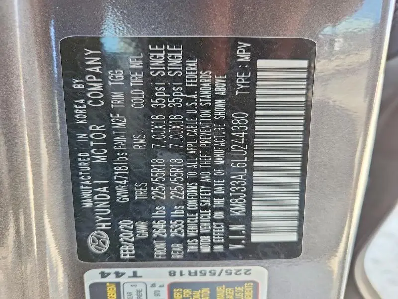 2020 HYUNDAI TUCSON SEL  