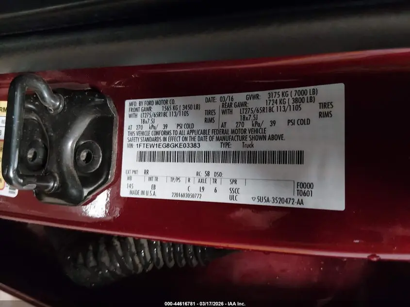2016 FORD F-150 LARIAT