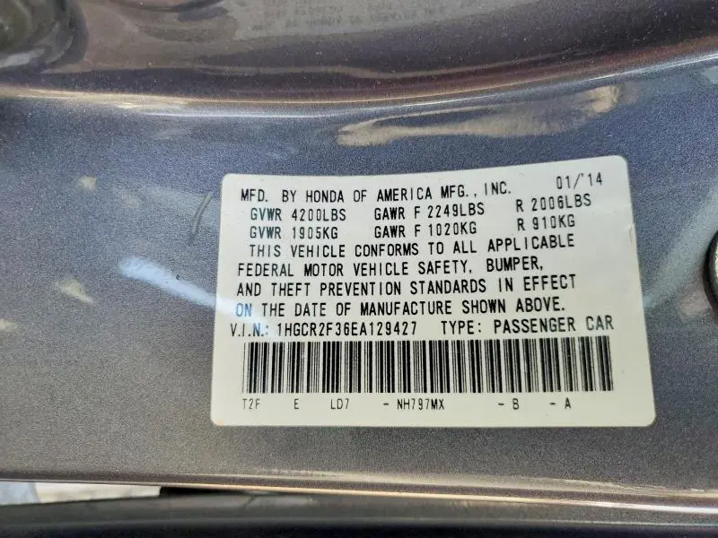 2014 HONDA ACCORD LX  