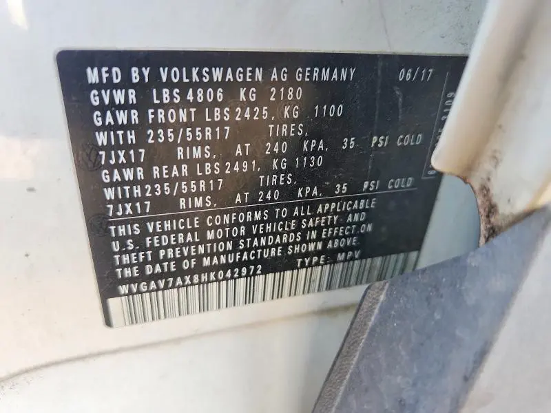 2017 VOLKSWAGEN TIGUAN S  