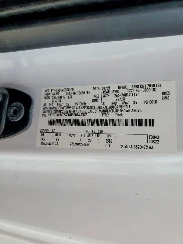 2021 FORD F150 SUPER CAB  