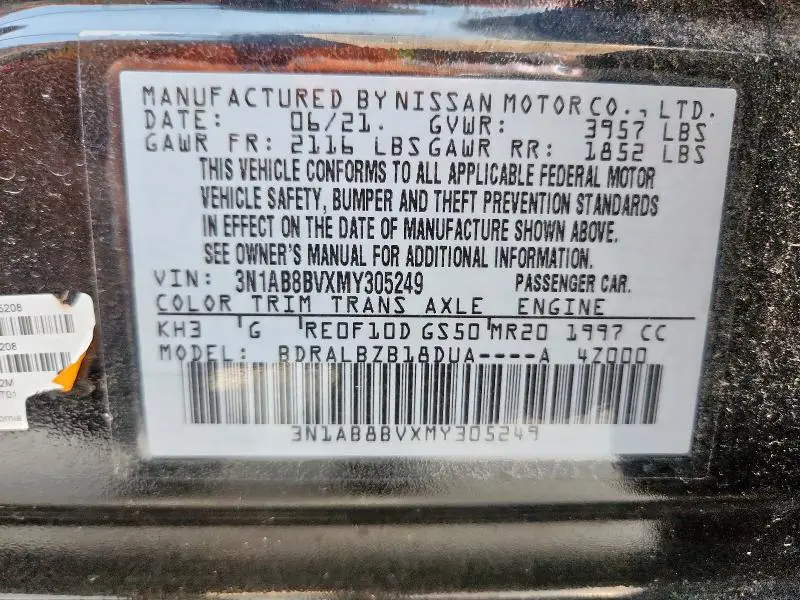 2021 NISSAN SENTRA S  