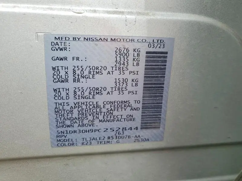 2023 NISSAN PATHFINDER PLATINUM  