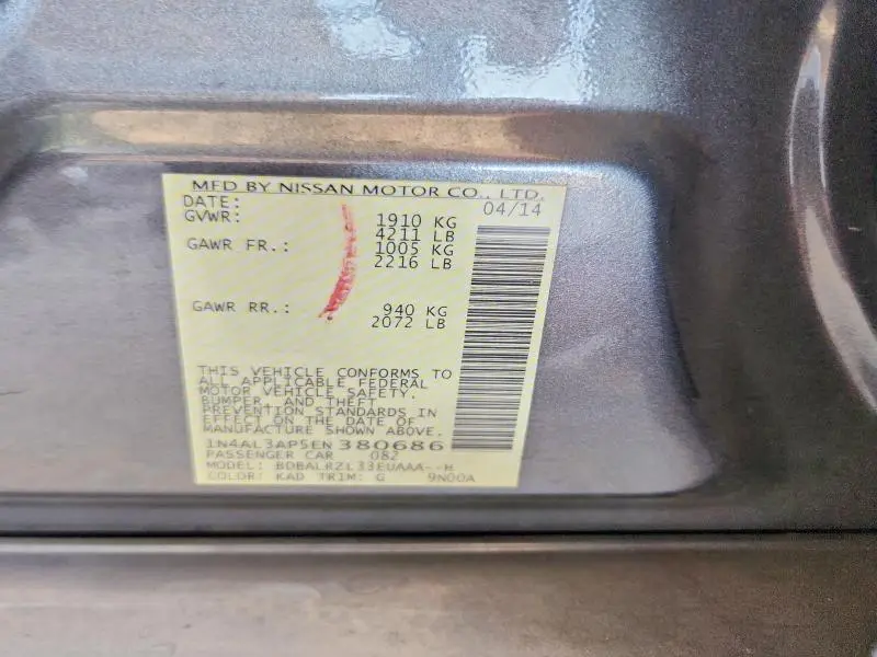 2014 NISSAN ALTIMA 2.5 S  