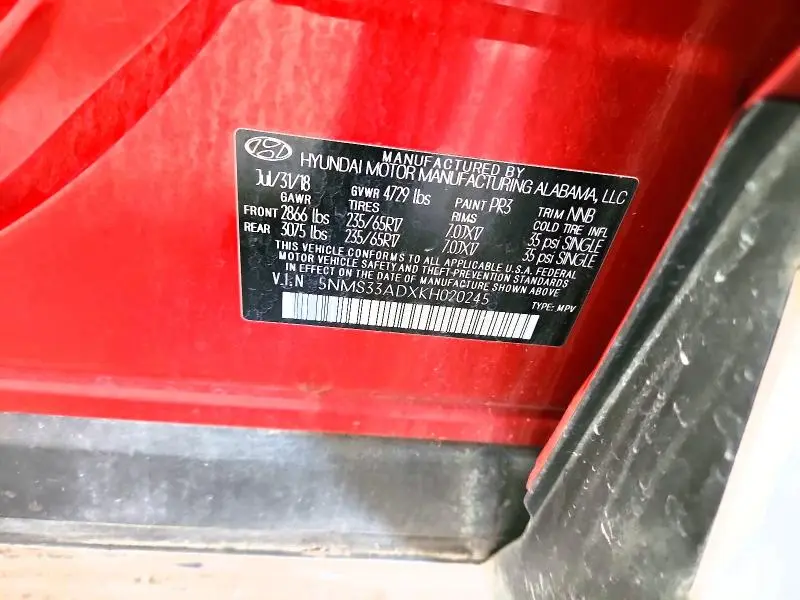 2019 HYUNDAI SANTA FE SEL 2.4L  