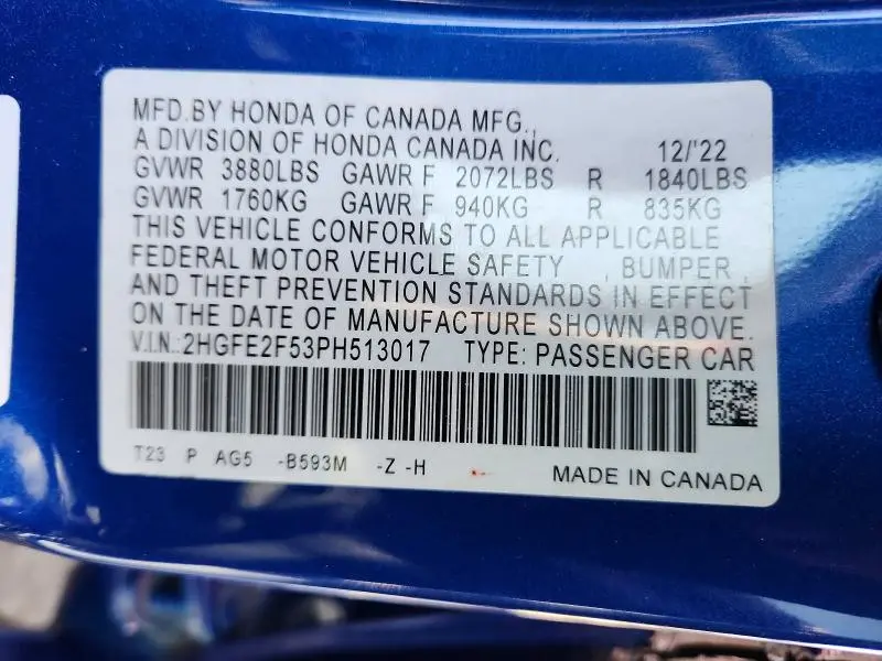 2023 HONDA CIVIC SPORT  