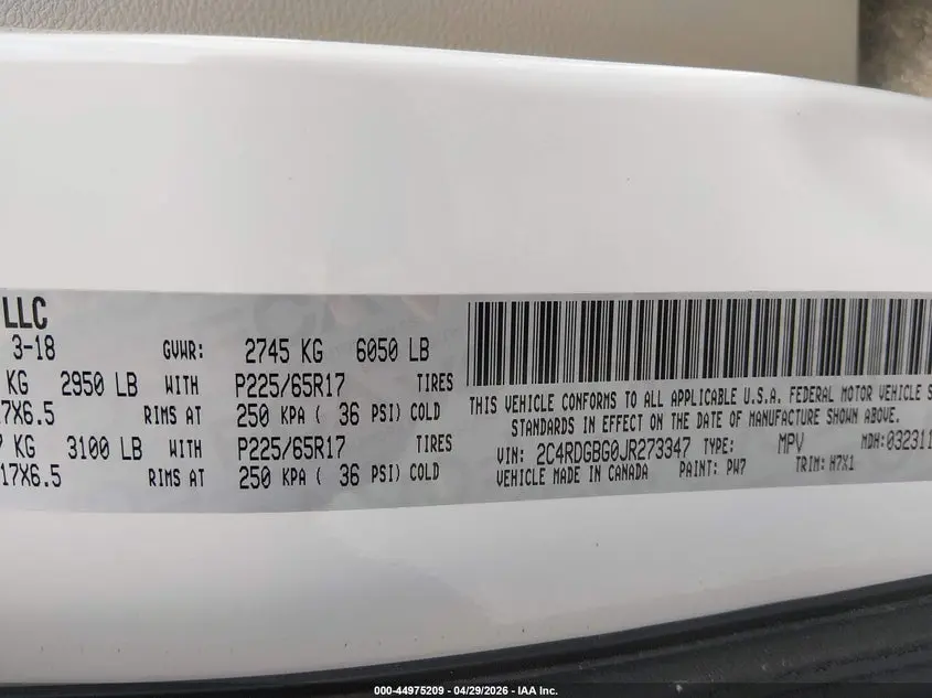 2018 DODGE GRAND CARAVAN SE