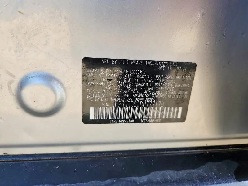 2011 SUBARU FORESTER 2.5X  