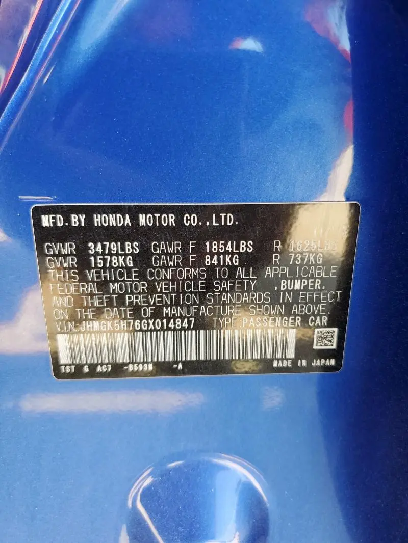 2016 HONDA FIT EX  