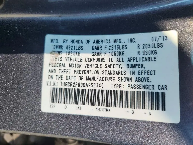 2013 HONDA ACCORD EXL  