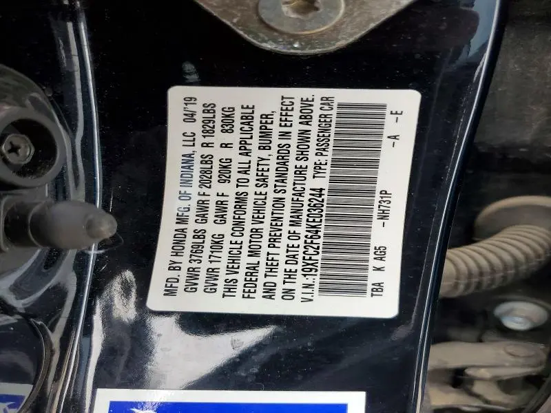 2019 HONDA CIVIC LX  