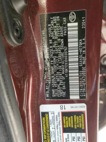 2013 TOYOTA AVALON BASE  