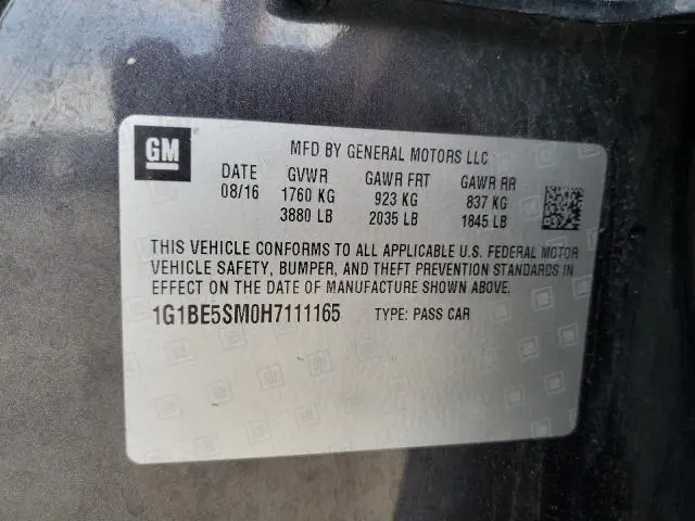 2017 CHEVROLET CRUZE LT  