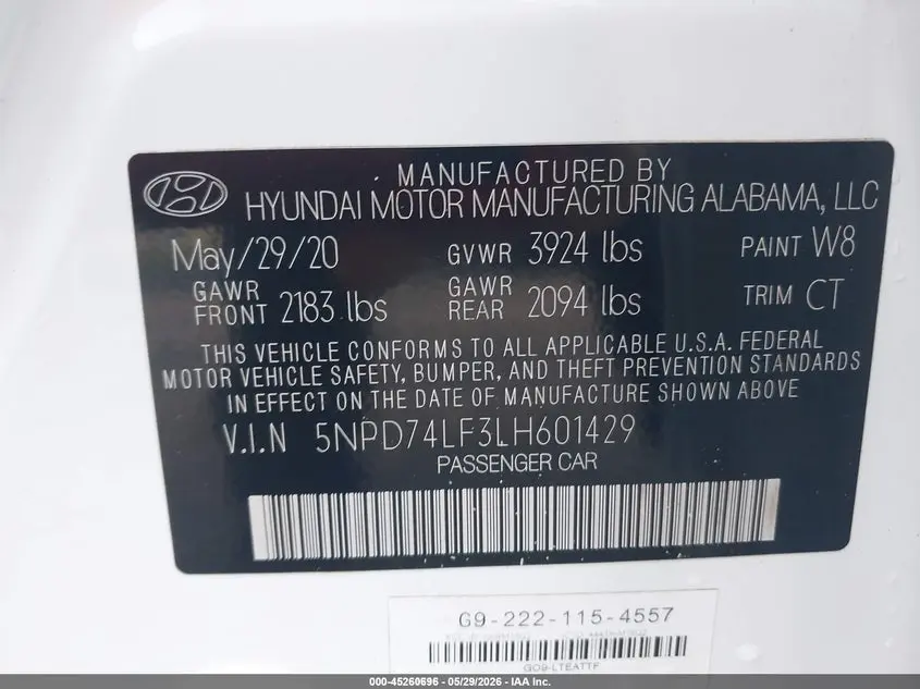 2020 HYUNDAI ELANTRA SE