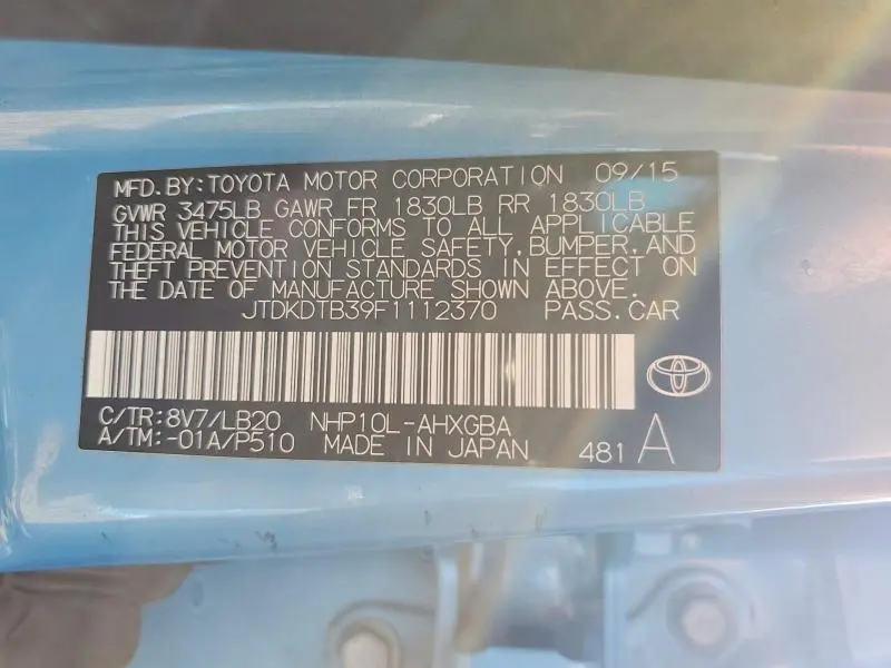 2015 TOYOTA PRIUS C FOUR  