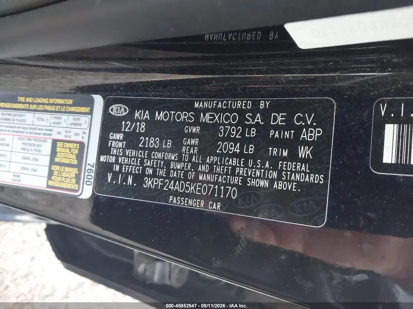 2019 KIA FORTE FE