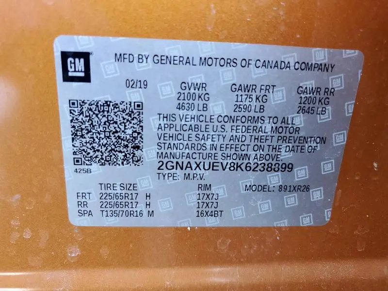 2019 CHEVROLET EQUINOX LT  