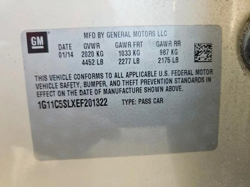 2014 CHEVROLET MALIBU 1LT  