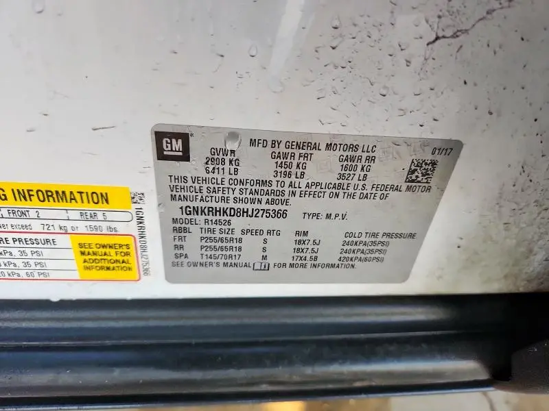 2017 CHEVROLET TRAVERSE LT  