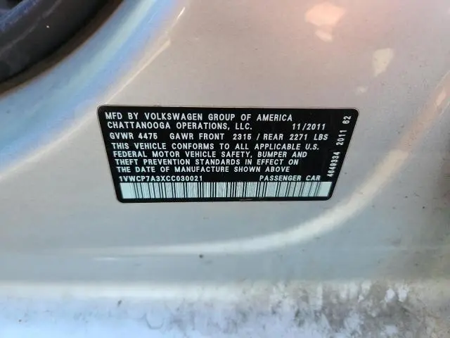 2012 VOLKSWAGEN PASSAT SEL