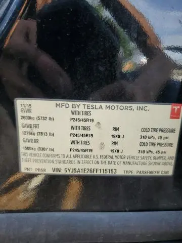 2015 TESLA MODEL S   