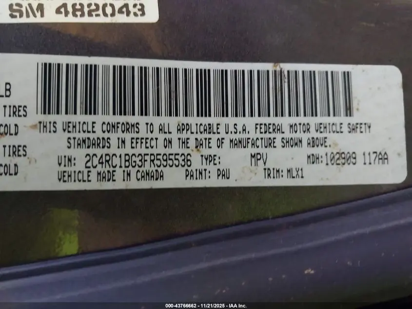 2015 CHRYSLER TOWN & COUNTRY TOURING