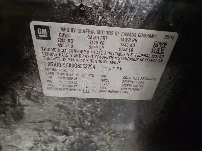 2016 GMC TERRAIN SLE  