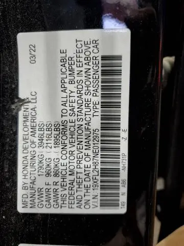 2022 HONDA CIVIC SPORT  