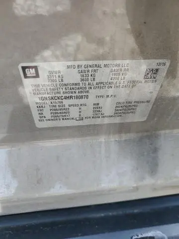 2017 CHEVROLET TAHOE K1500 PREMIER  