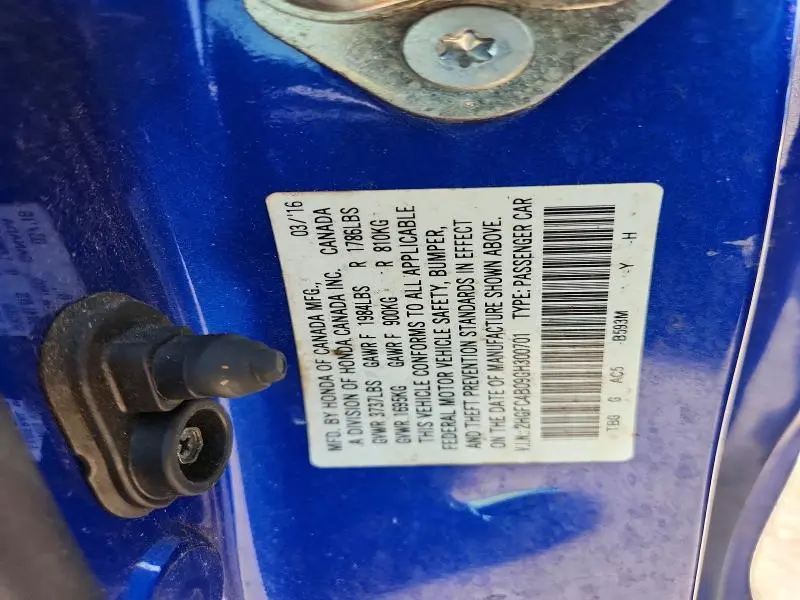 2016 HONDA CIVIC LX  