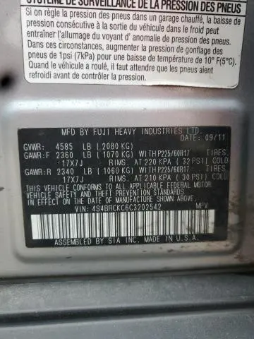 2012 SUBARU OUTBACK 2.5I LIMITED  