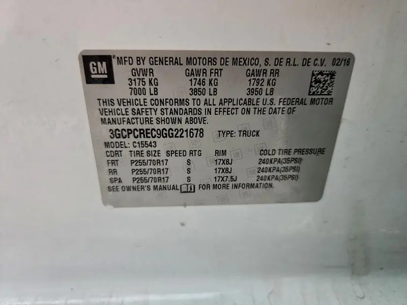 2016 CHEVROLET SILVERADO C1500 LT  