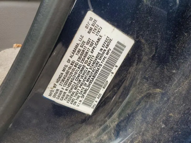 2010 HONDA ODYSSEY TOURING  