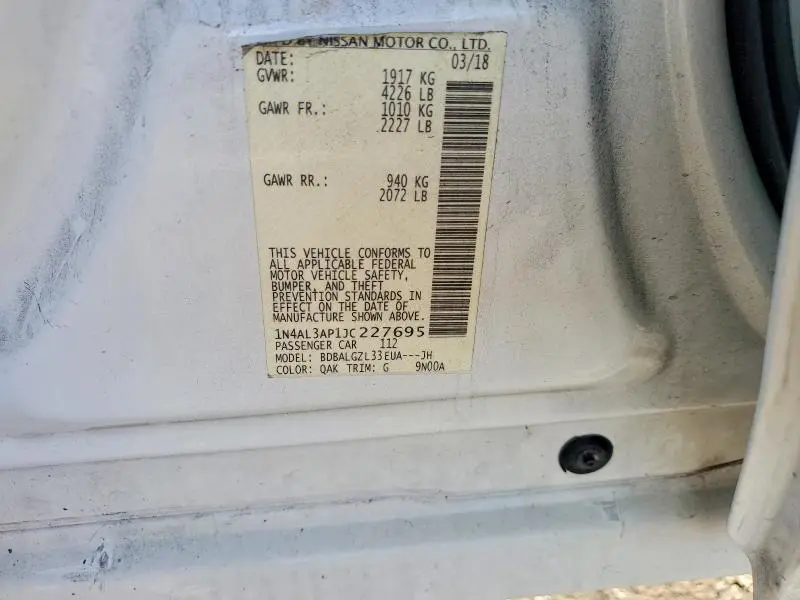 2018 NISSAN ALTIMA 2.5 S  