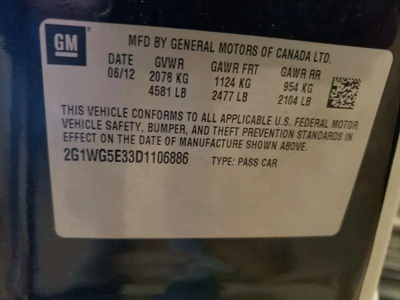 2013 CHEVROLET IMPALA LT  