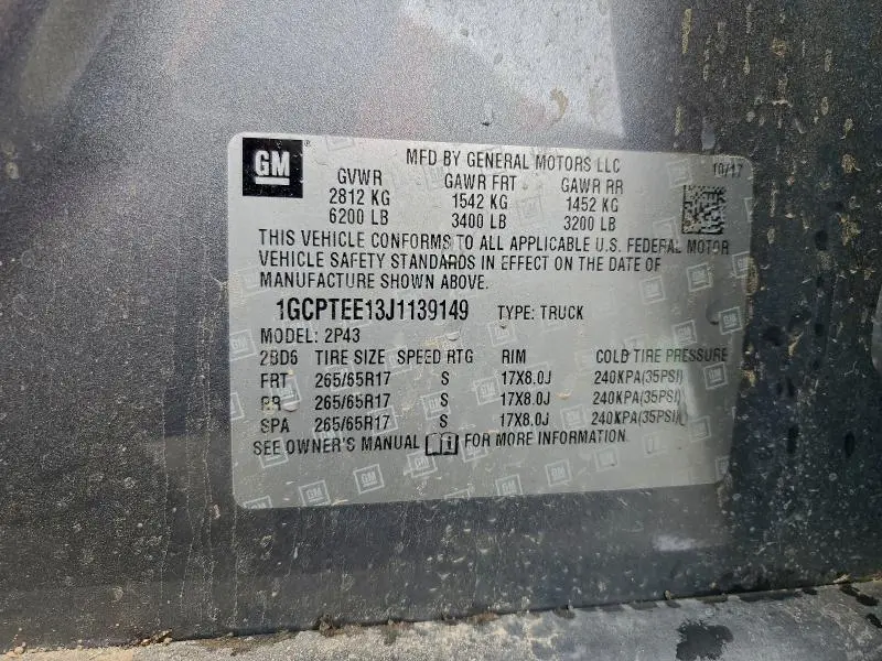 2018 CHEVROLET COLORADO ZR2  