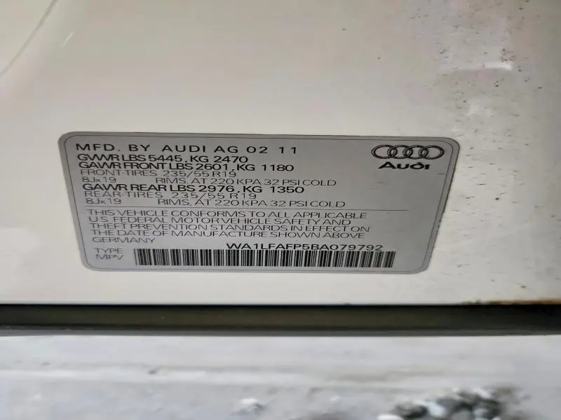 2011 AUDI Q5 PREMIUM PLUS  