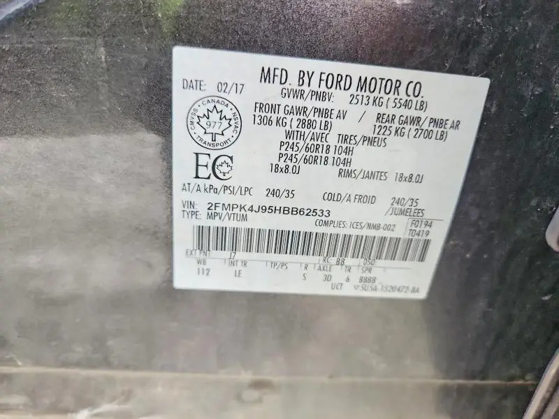 2017 FORD EDGE SEL  