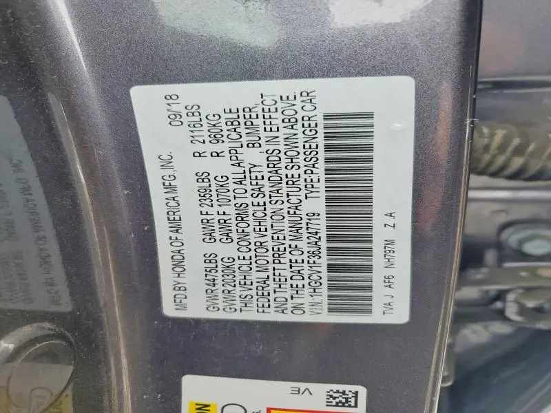 2018 HONDA ACCORD SPORT  