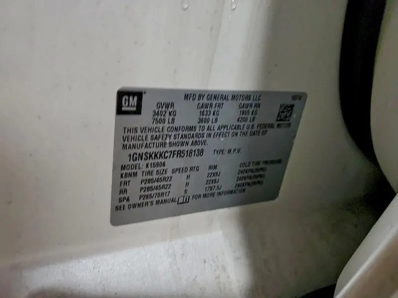 2015 CHEVROLET SUBURBAN K1500 LTZ  