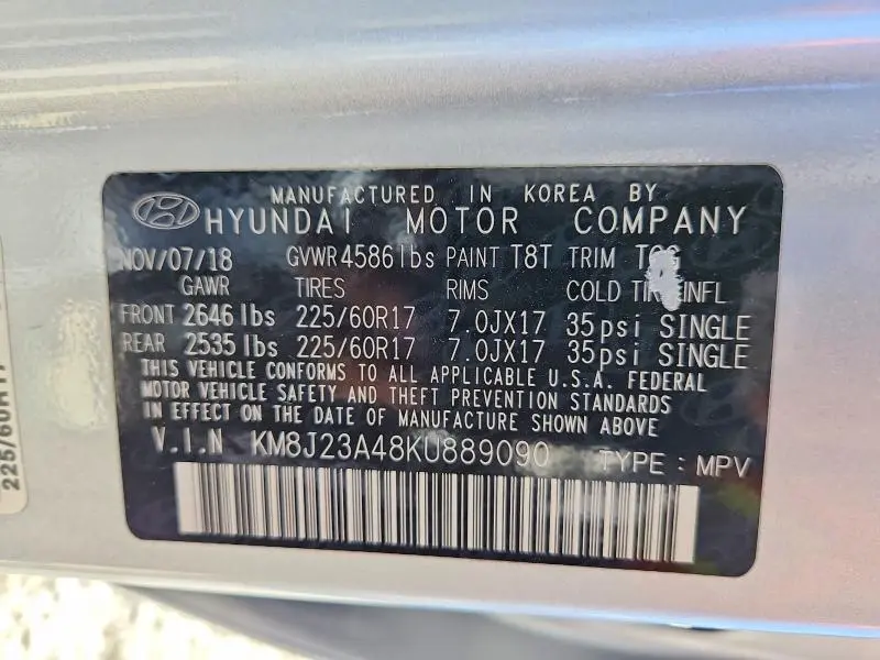 2019 HYUNDAI TUCSON SE  