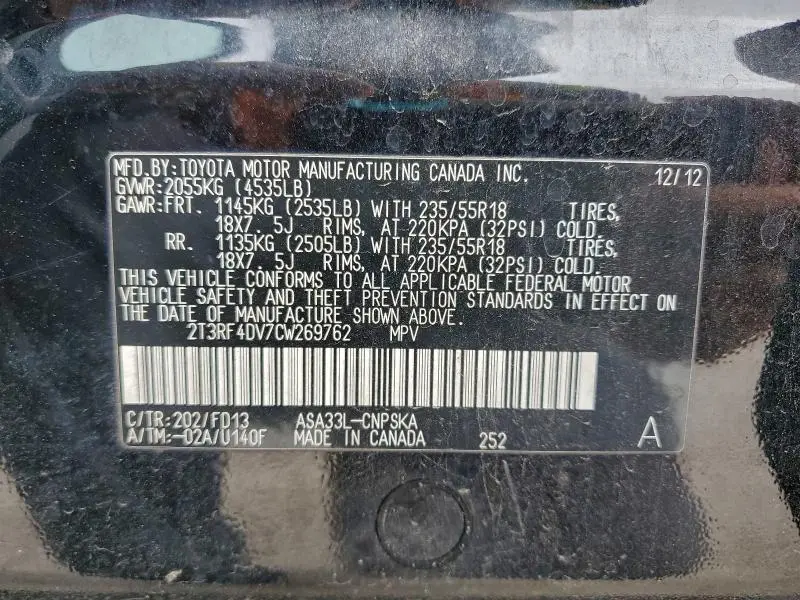 2012 TOYOTA RAV4 SPORT  